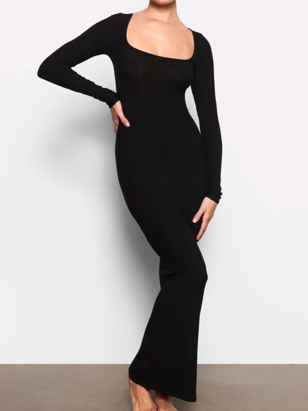 SKIMS Soft Lounge Long Sleeve Dress Black